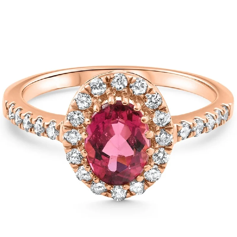 Women’s minimalist ring-1 1/2Ct Oval Ruby Halo Diamond Ring Gold Lab Grown