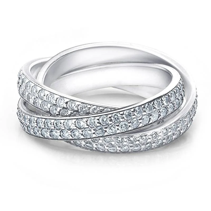 Women’s dainty ring-2 3/4ct Rolling Ring Diamond Pave Eternity White Gold