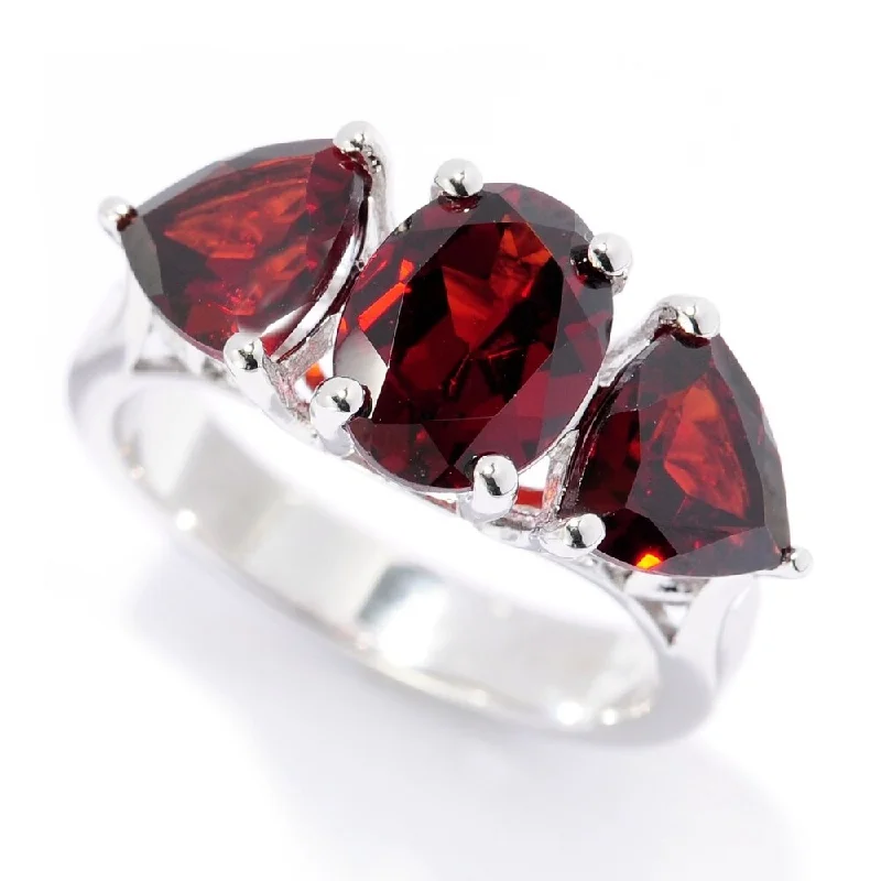 Women’s stackable ring-Sterling Silver Oval & Trillion Red Garnet Ring