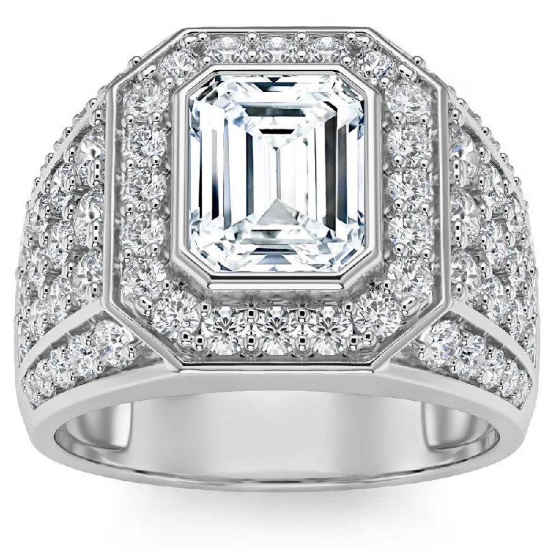 Women’s wedding set-3Ct Emerald Cut Diamond Men's Ring in White, Yellow or Rose Gold Lab Grown