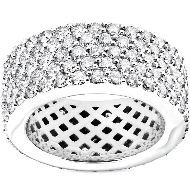 Women’s diamond engagement band-Pompeii3 14k White Gold 5 ct TDW Diamond Multi Row Wide 10MM Pave Eternity Ring (H-I/VS1-VS2)