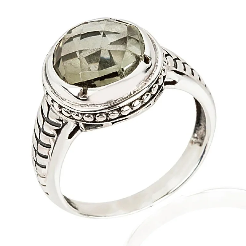 Women’s halo diamond ring-925 Sterling Silver Green Amethyst Solitaire Ring