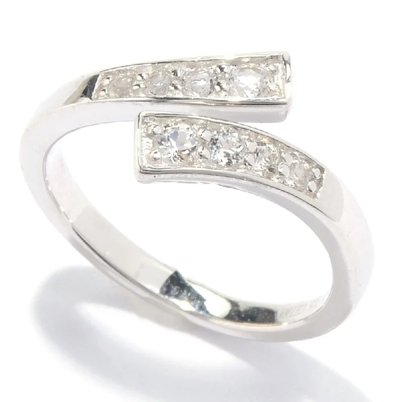 Women’s stacking rings-Sterling Silver White Topaz Open Bypass Toe Ring