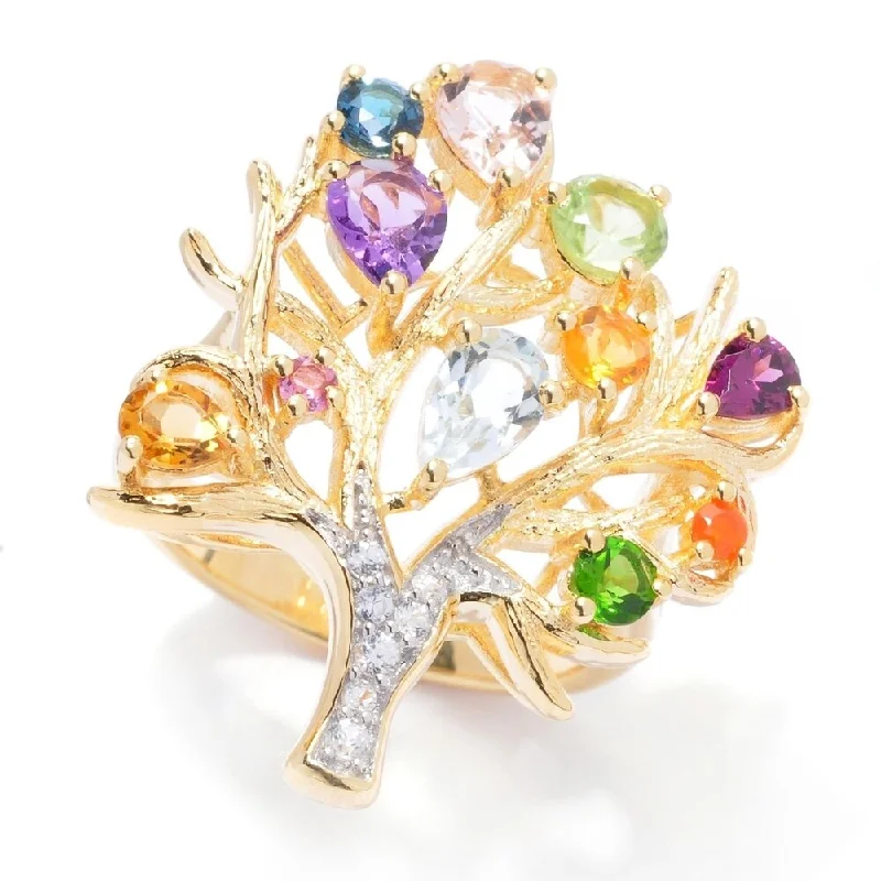 Women’s wedding set-Pinctore 2.21ctw Multi Gemstone Tree of Life Ring