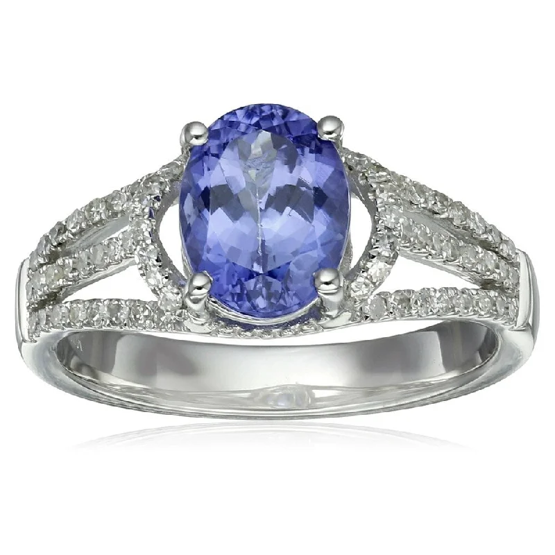 Women’s designer ring-10KT White Gold 2.1ctw Tanzanite & Diamond Ring