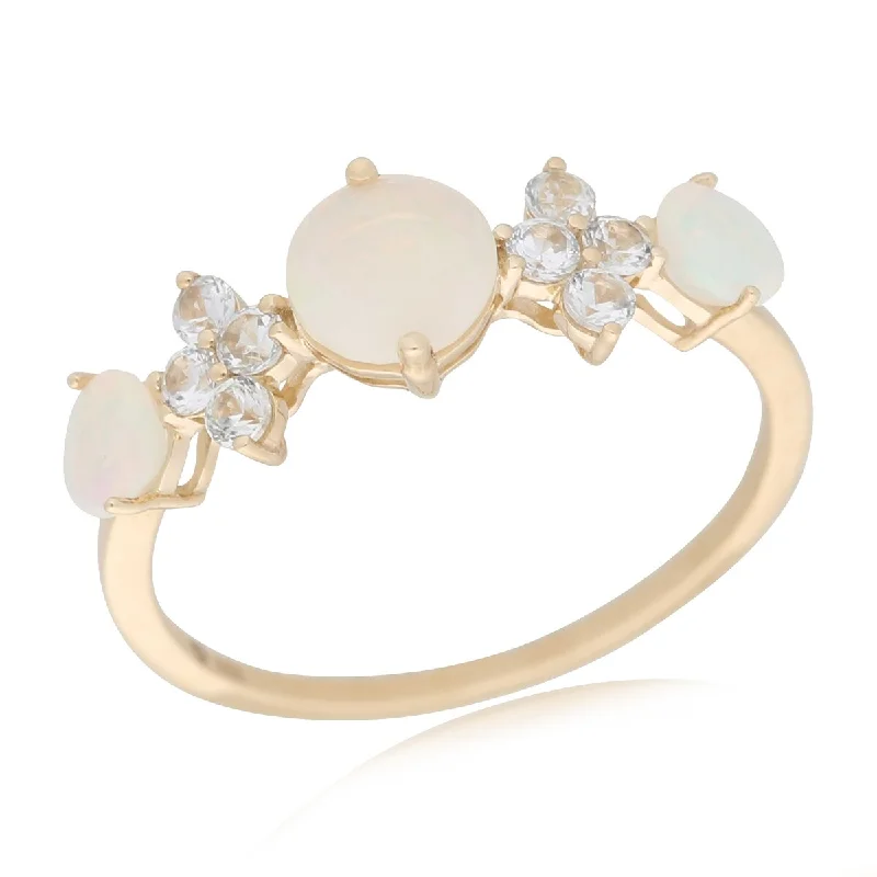 Women’s pinky ring-14Kt Gold Ethiopian Opal and White Sapphire Ring