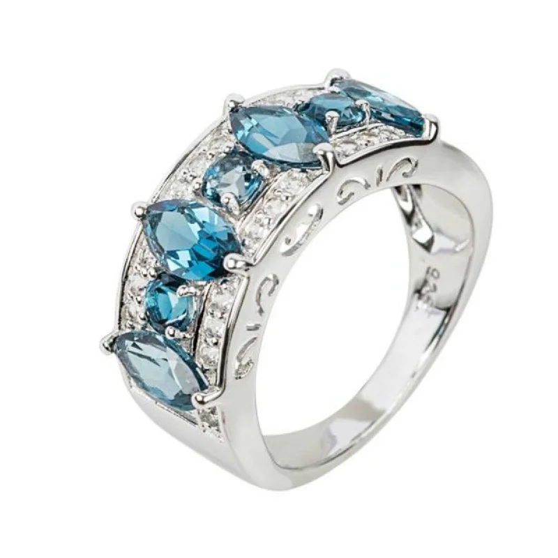 Women’s infinity ring-925 Sterling Silver London Blue Topaz and White Topaz Ring