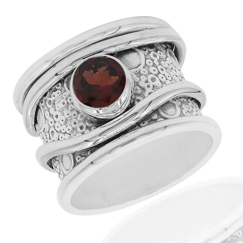 Women’s infinity ring-925 Sterling Silver Red Garnet Band Ring