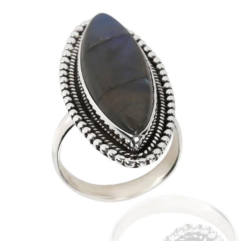 Women’s platinum ring-925 Sterling Silver Labradorite Solitaire Ring