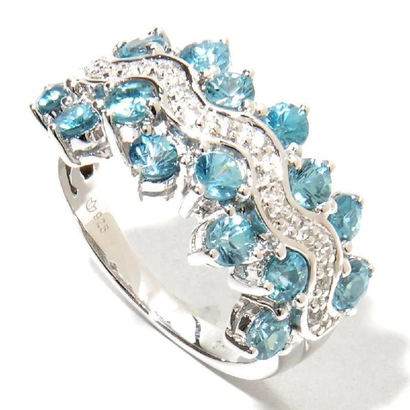 Women’s band ring-Sterling Silver 2.9 ctw Blue & White Zircon Ring