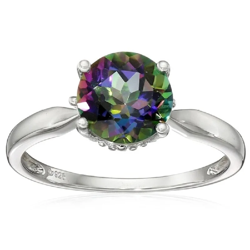 Women’s cocktail ring-Rhodium Over Sterling Silver Mystic Topaz Ring - Green