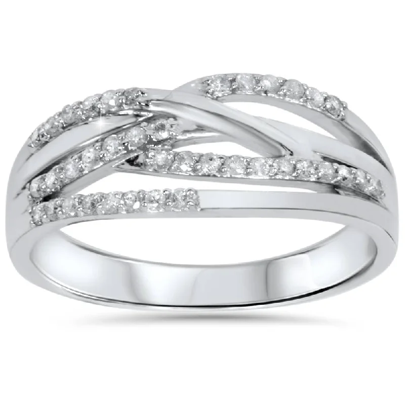 Women’s platinum diamond ring-1/5ct Diamond Crossover Ring White Gold