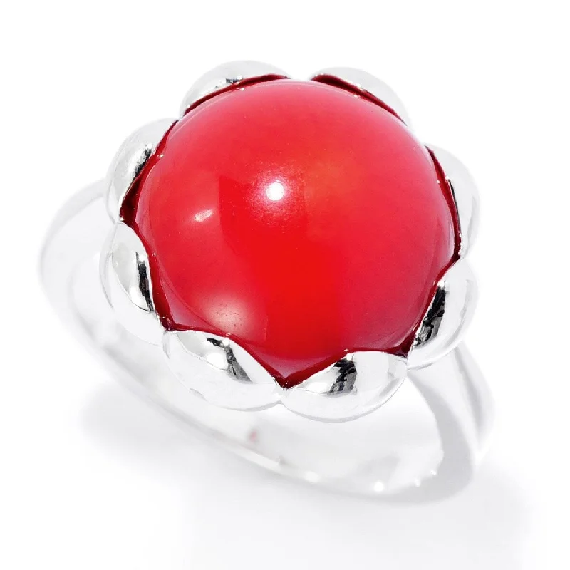 Women’s custom ring-925 Sterling Silver Bamboo Coral Gemstone Solitaire Ring