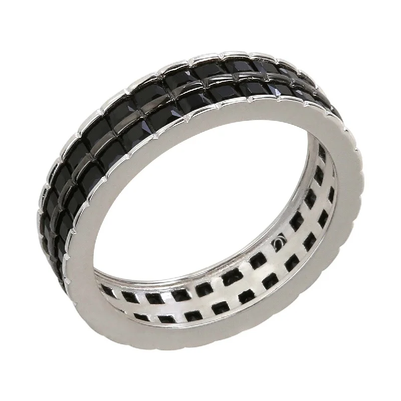 Women’s eternity diamond ring-925 Sterling Silver Black Spinel Eternity Band Ring