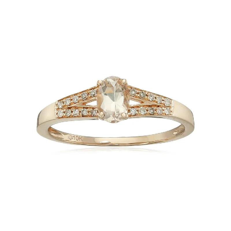 Women’s sparkling ring-10Kt Gold Morganite and Diamond Ring