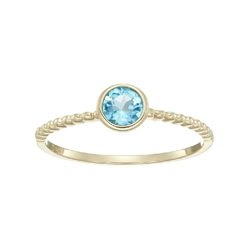 Women’s adjustable ring-10kt Yellow Gold Swiss Blue Topaz Ring