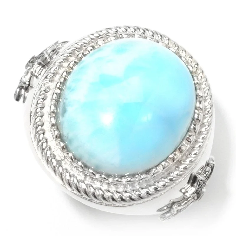 Women’s double band ring-925 Sterling Silver Larimar Cocktail Ring