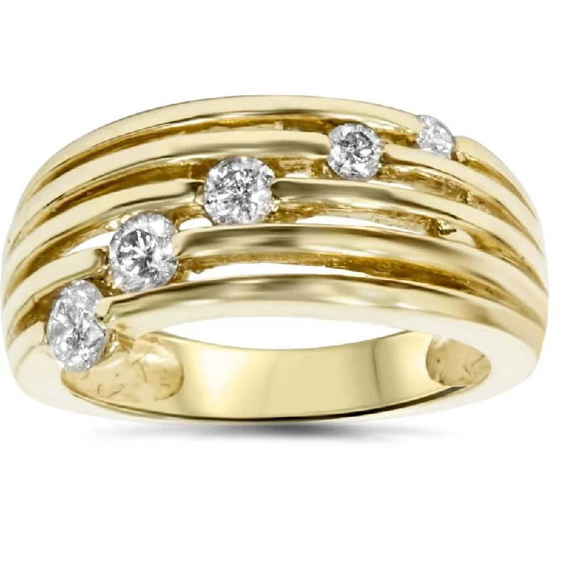 Women’s modern ring-Gold 1/2ct Fancy Womens Right Hand Diamond Ring