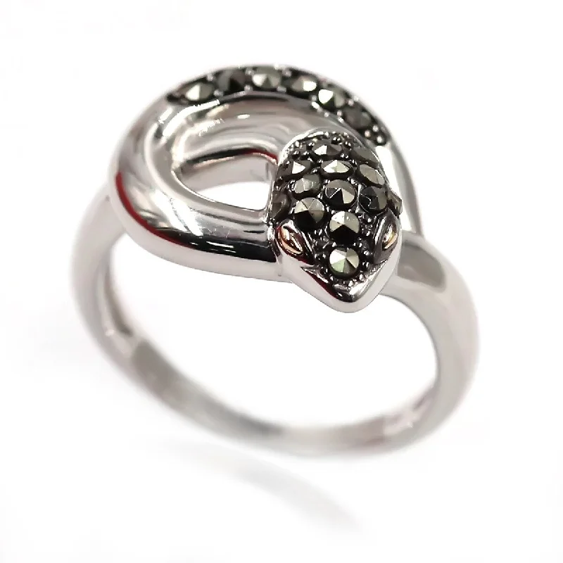 Women’s fine diamond ring-14k Gold and Sterling Silver Marcasite Ring