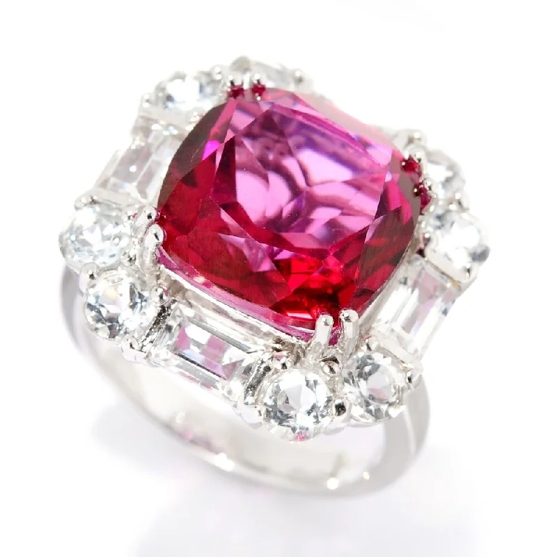 Women’s silver gemstone ring-Sterling Silver Ruby Red Quartz Ring Size-7