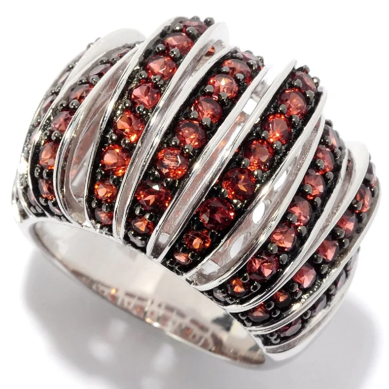 Women’s simple gold ring-925 Sterling Silver Red Garnet Gemstone Band Ring