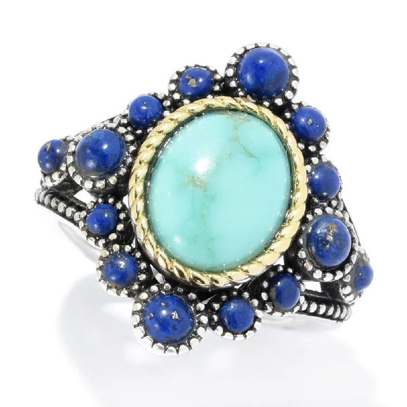 Women’s silver wedding ring-925 Sterling Silver Campitos Turquoise and Lapis Lazuli Ring