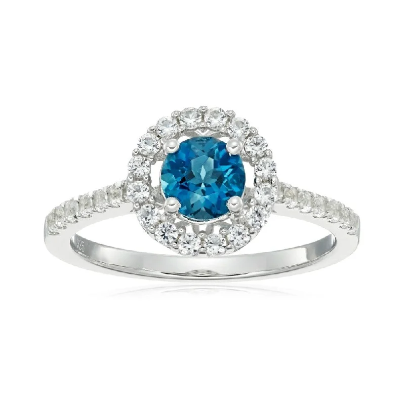 Women’s silver ring-Sterling Silver London Blue Topaz & White Sapphire Solitaire Ring