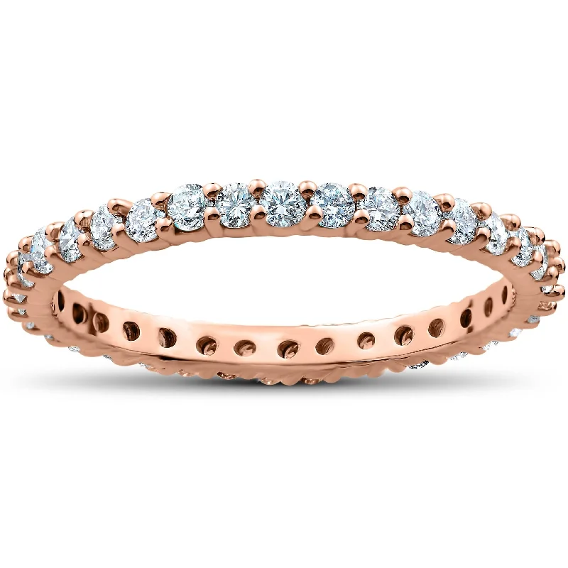 Women’s gold wedding ring-1 Carat Diamond Eternity Ring Rose Gold